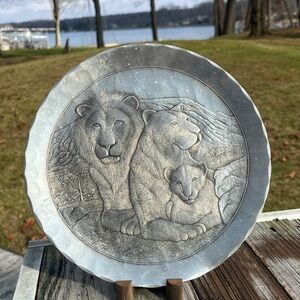Vintage Wendell August Forge The Lions 1983 limited edition pewter plate